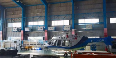 飛機維修倉庫降溫安裝蒸發(fā)冷省電空調(diào)-臥式射流機SYW-SL-25