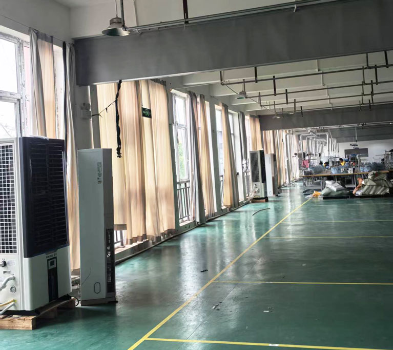 制衣廠制冷降溫，安裝蒸發(fā)冷省電空調(diào)-立式軸流雙風(fēng)口
